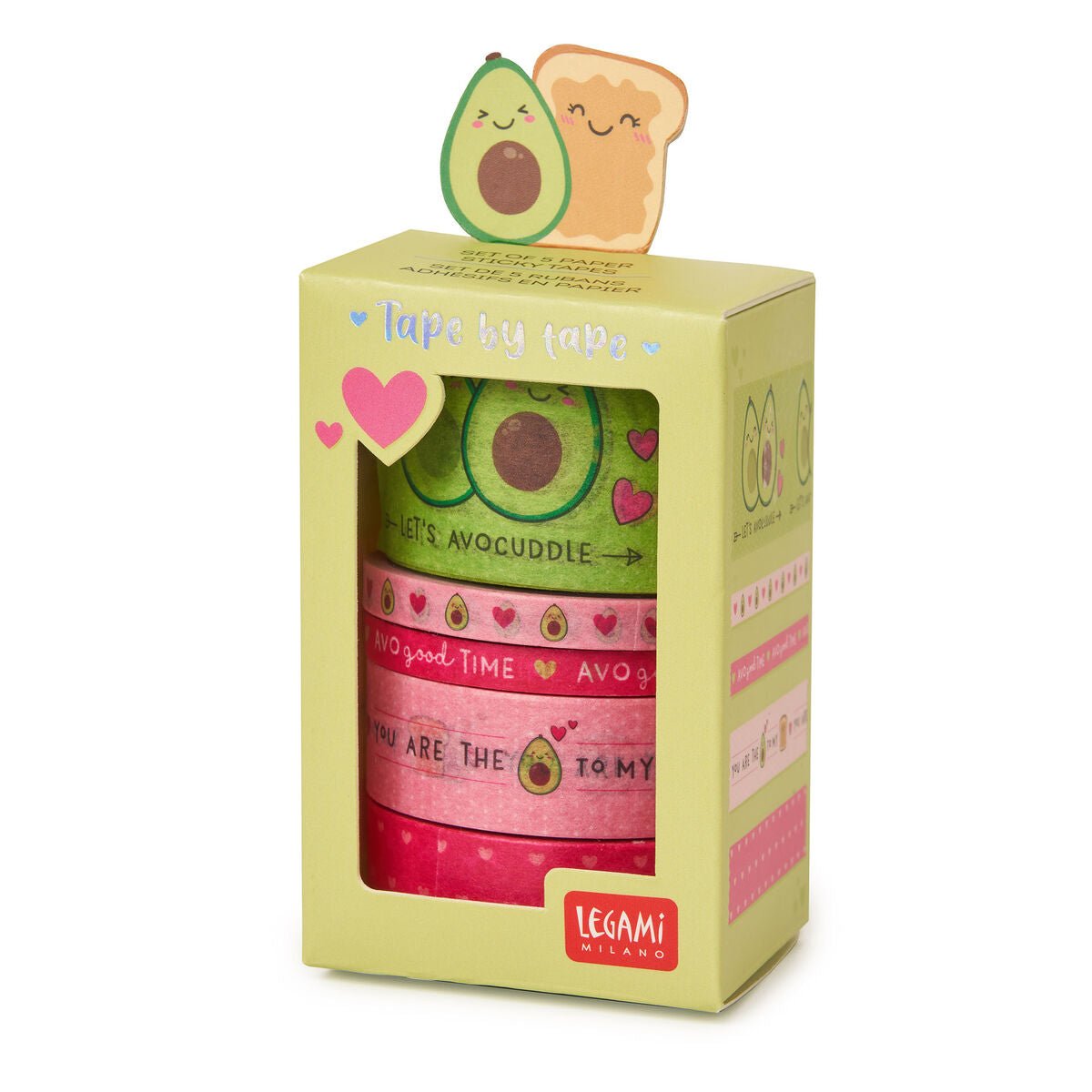 Cinta Washi tape (set de 5 cintas) - Aguacate - Casa de Fieras