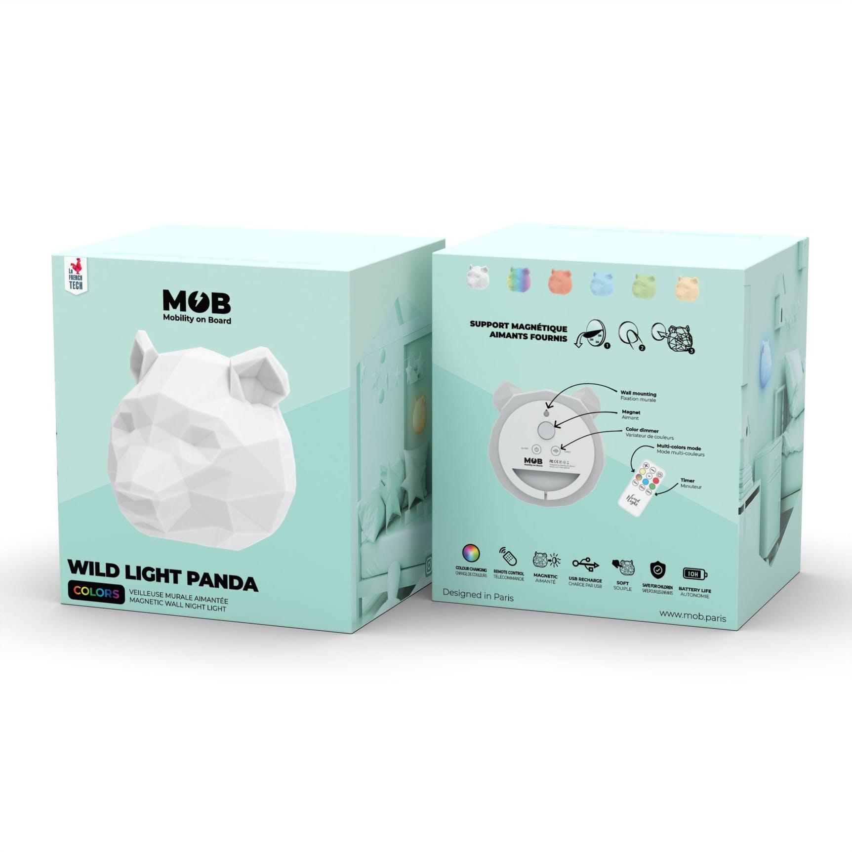 Lámpara pared - Panda (con imán y mando a distancia)