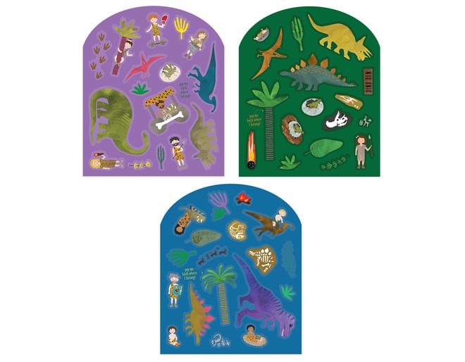 Juego y Pegatinas reutilizables - Dinosaurio - Casa de Fieras