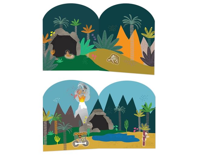 Juego y Pegatinas reutilizables - Dinosaurio - Casa de Fieras