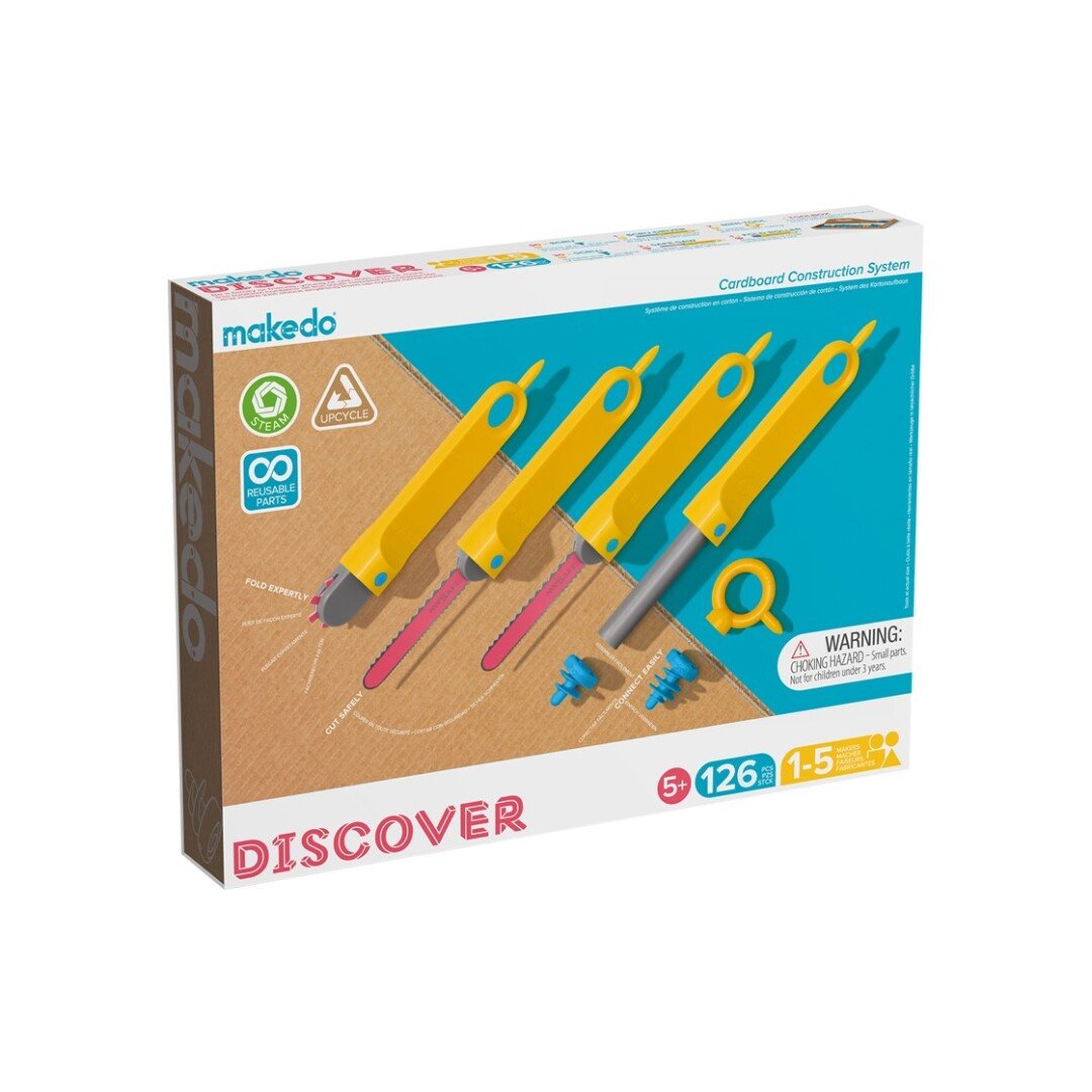 Makedo - Kit DISCOVER - 126 pcs (herramientas para construir con cartón) - Casa de Fieras