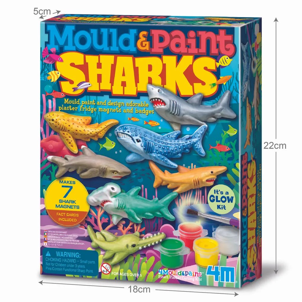 Moldea y pinta - Imanes y pines - Tiburones (Brilla en la oscuridad) - Casa de Fieras