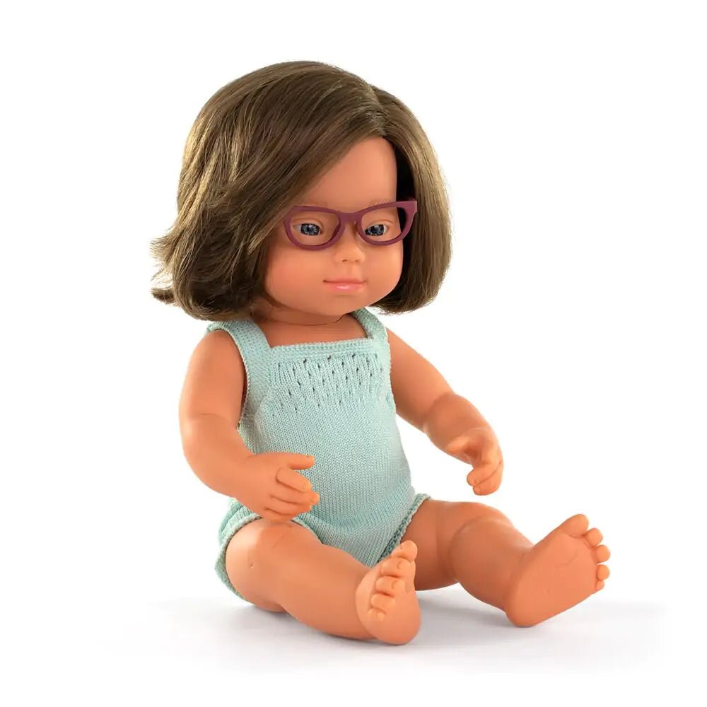 Muñeca diversidad (G) con Ropa - Sindrome de Down con gafas (Niña) - Casa de Fieras