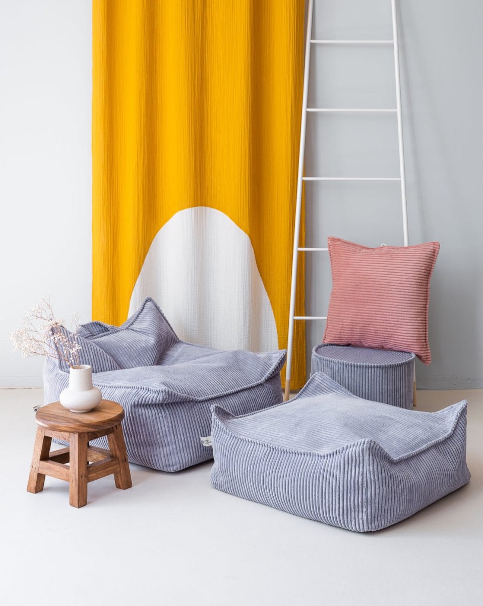 Square Ottoman - Pana - Blueberry Blue - Casa de Fieras