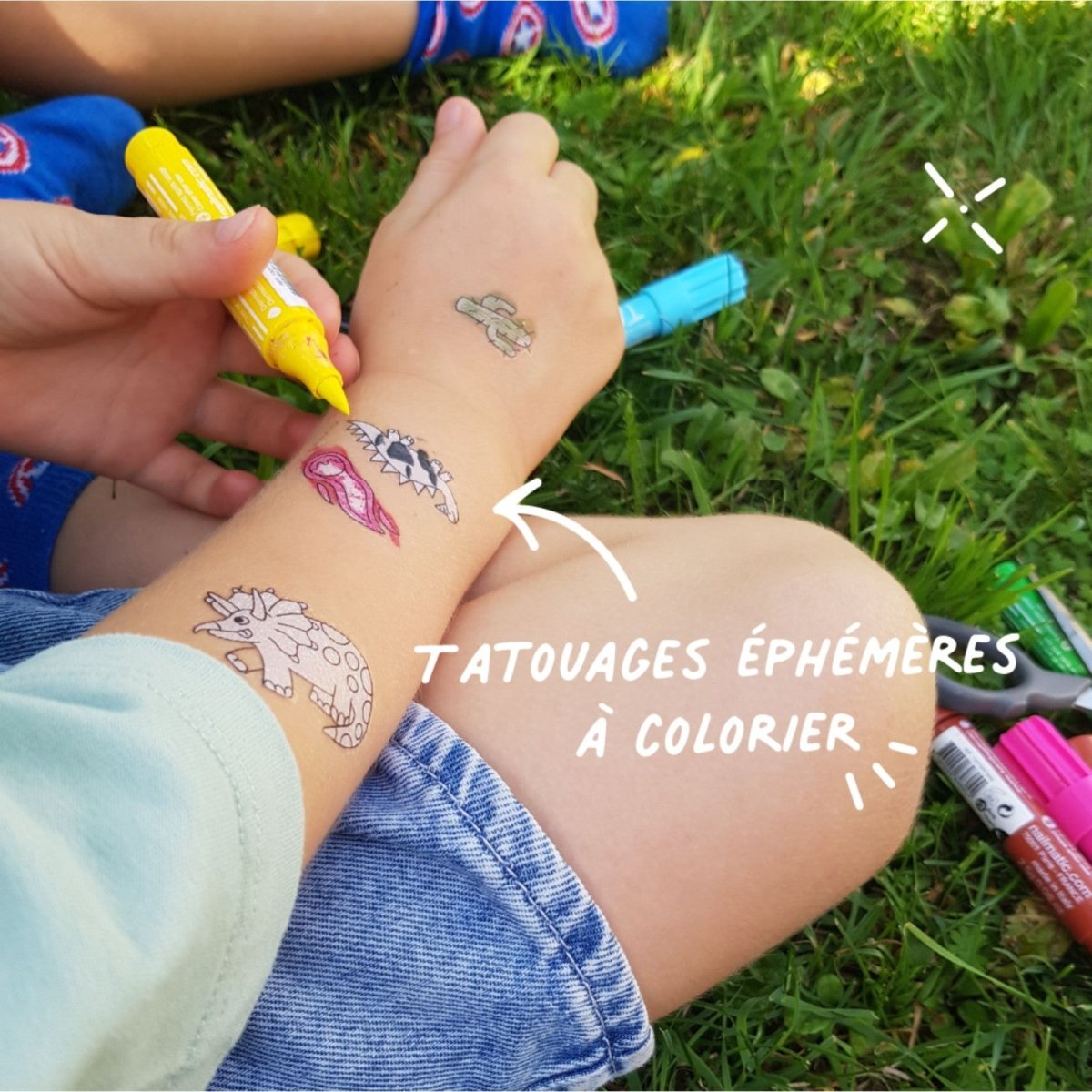 Tatuajes para colorear - Dinosaurios - Casa de Fieras