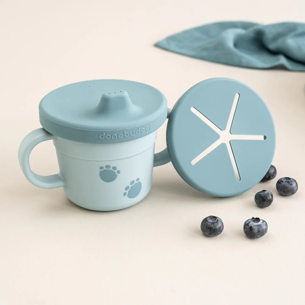 Vaso con Boquilla + Snack - Elefante Azul - Casa de Fieras