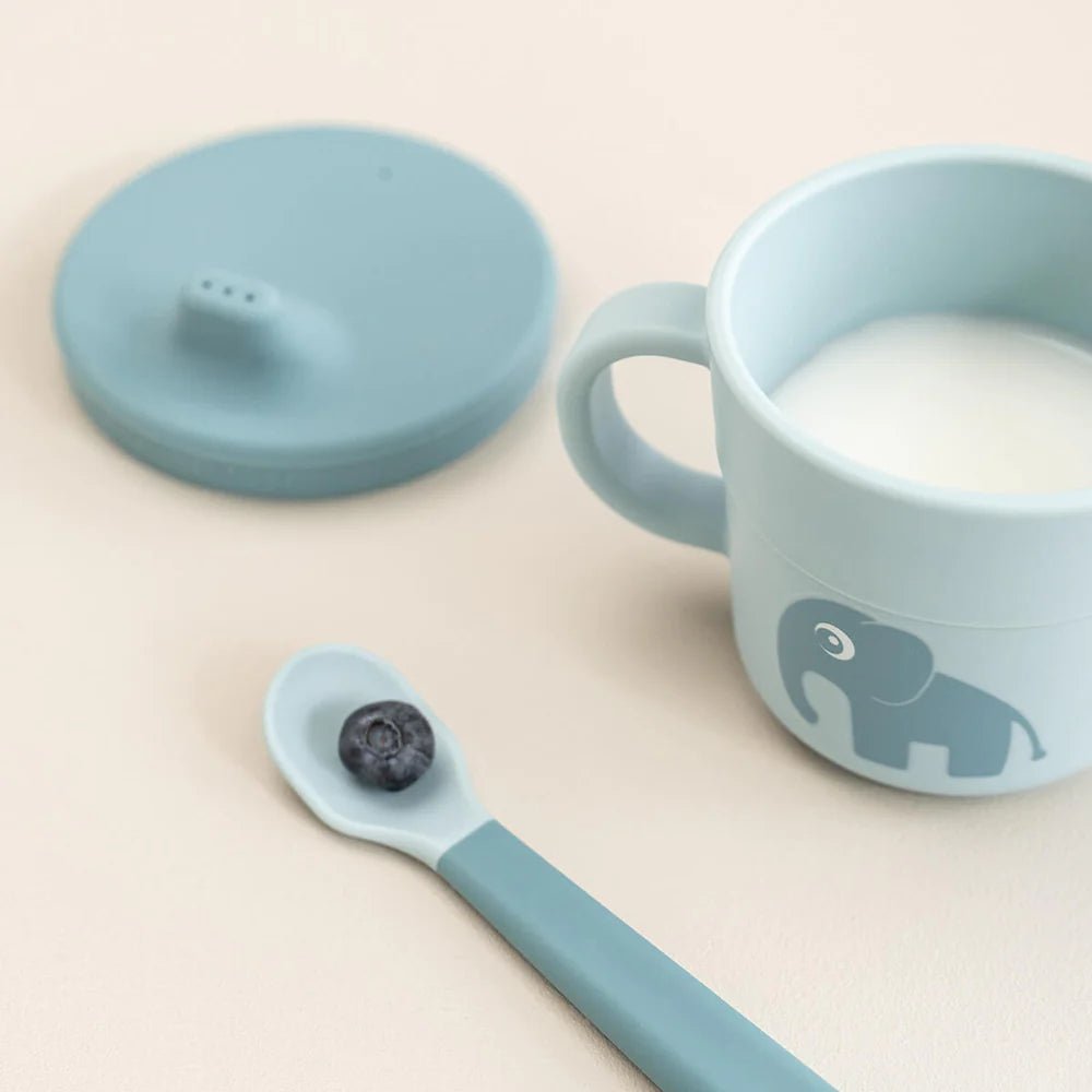 Vaso con Boquilla + Snack - Elefante Azul - Casa de Fieras