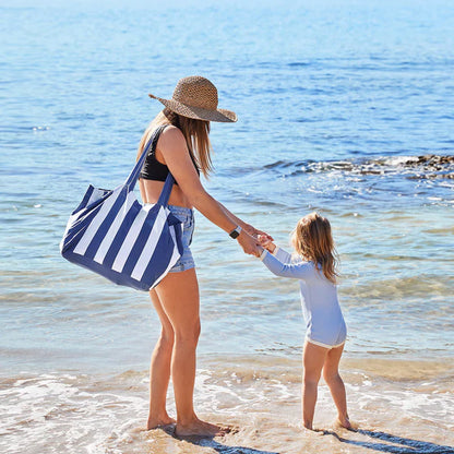 Bolso de playa Plegable - Rayas Azul Marino