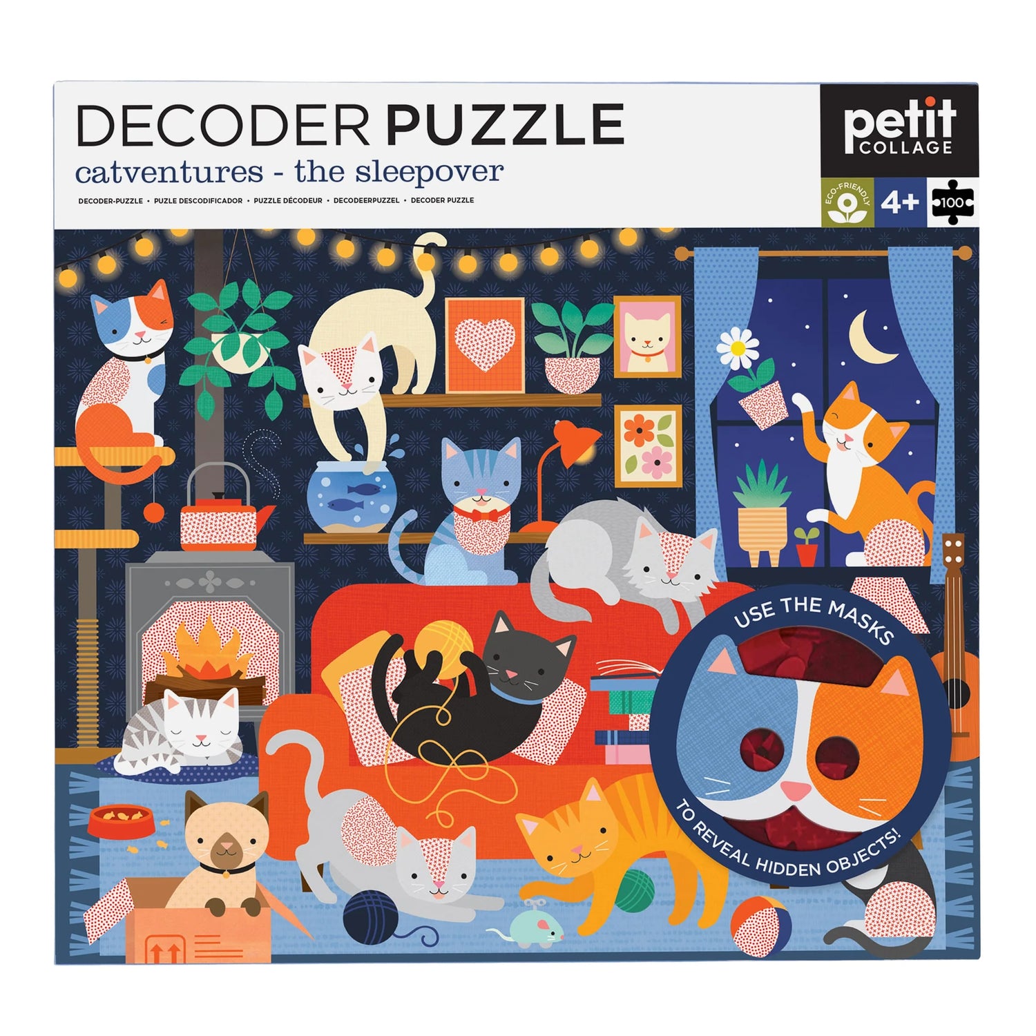 Puzzle + Descubre con Máscaras - Gato Aventura (100 pcs)