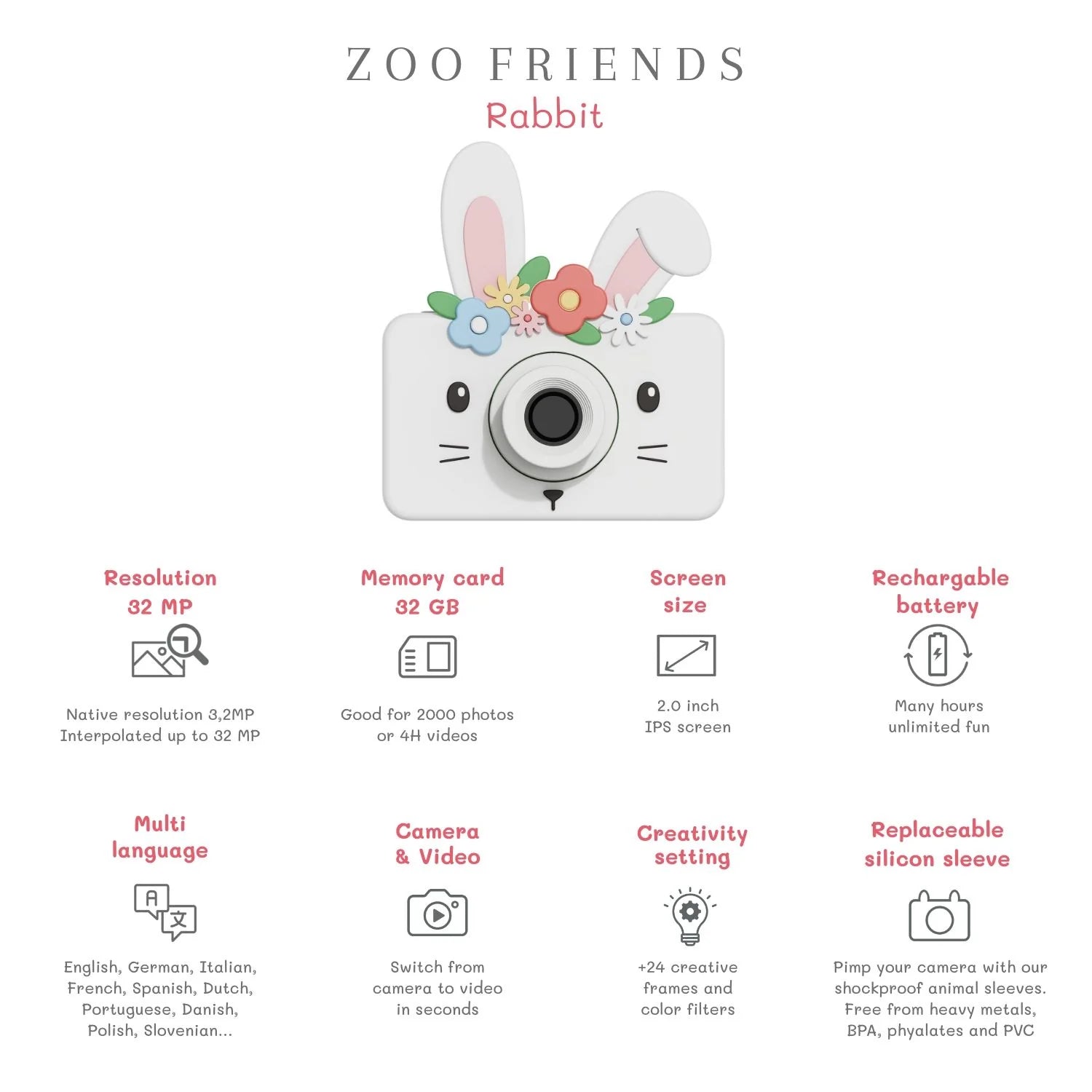 Cámara ZooFriends - Conejo con flores