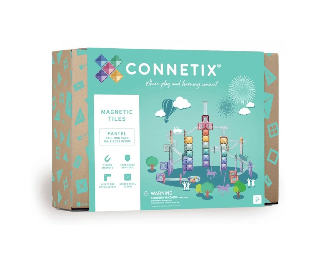 Connetix Bloques magnéticos - Pastel - Circuito bolas - 106 piezas (EXTENSIÓN)