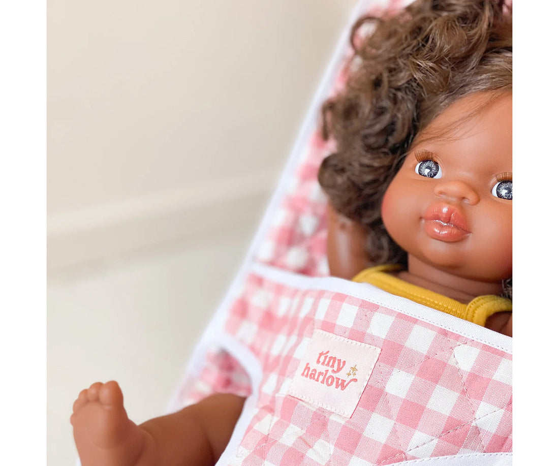 Cochecito para Muñecas - Cuadros Rosas