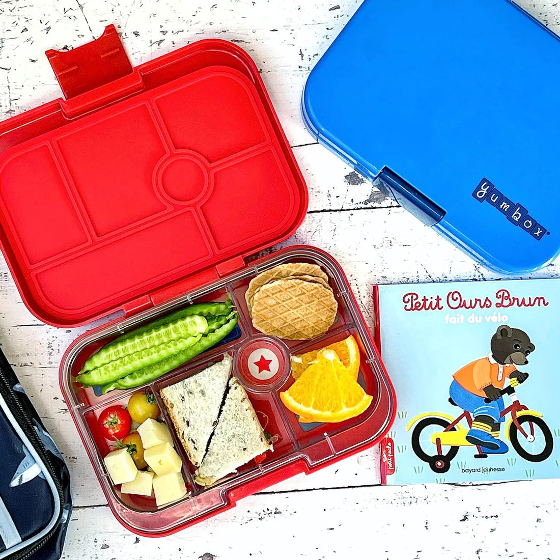 Caja Merienda hermética - M/L - 6 compartimentos - Carrera de Coches