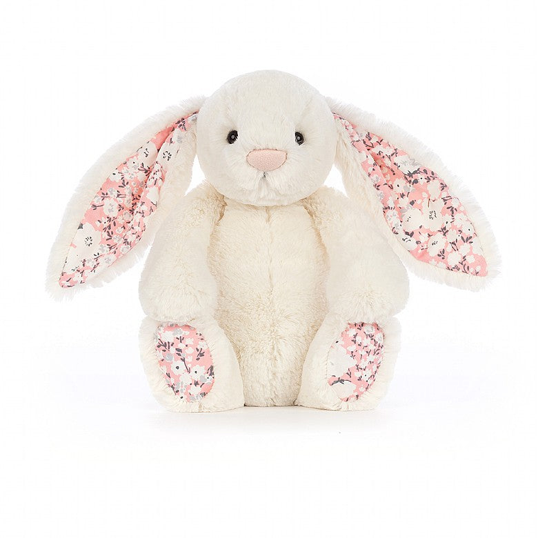Conejo - Blanco y orejas con flores rosa