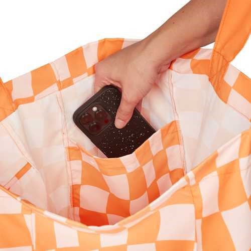 Bolsa de playa - Cuadros Naranjas y Rosas