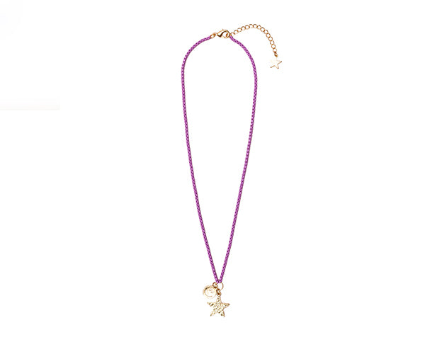 Collar Estrella y Smile morado