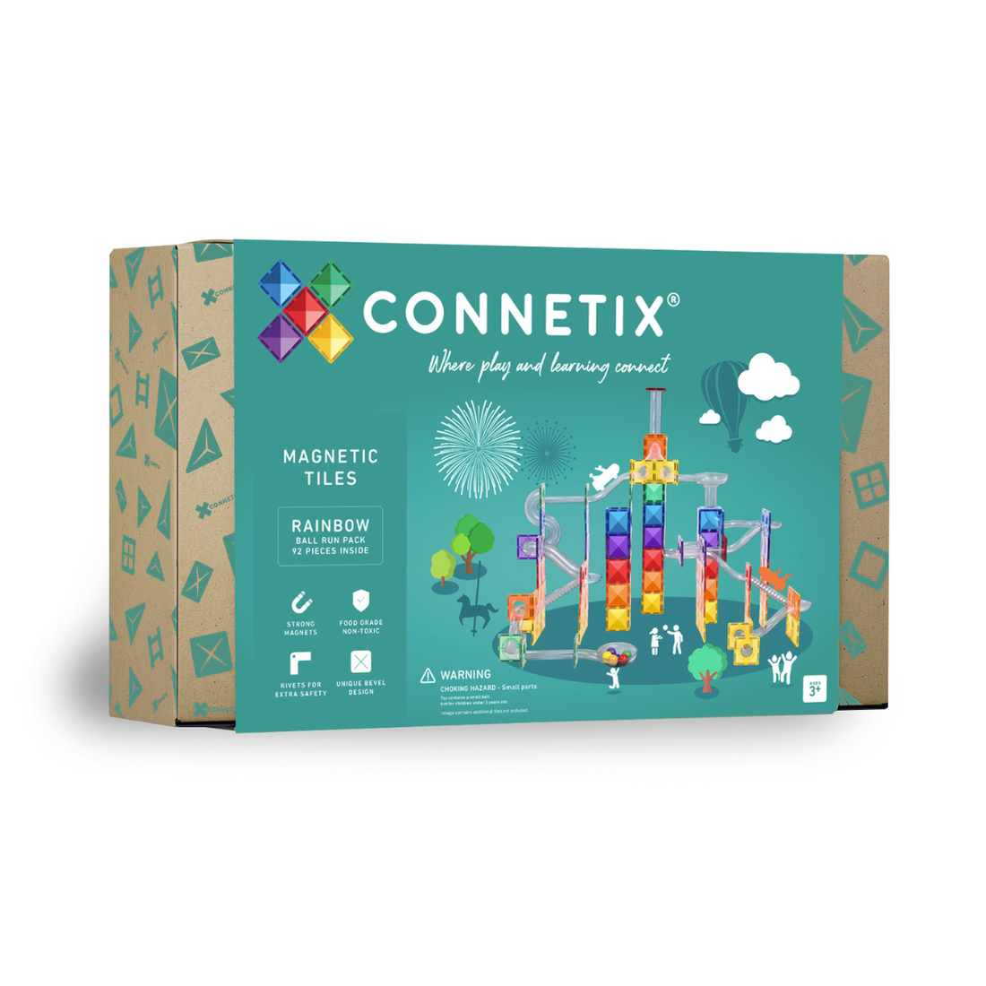 Connetix Bloques magnéticos - Rainbow - Circuito bolas - 92 piezas (EXTENSIÓN)