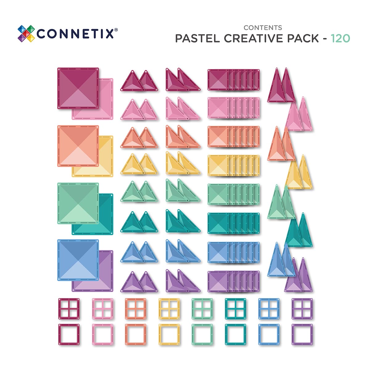 Connetix Bloques magnéticos - Pastel - 120 piezas