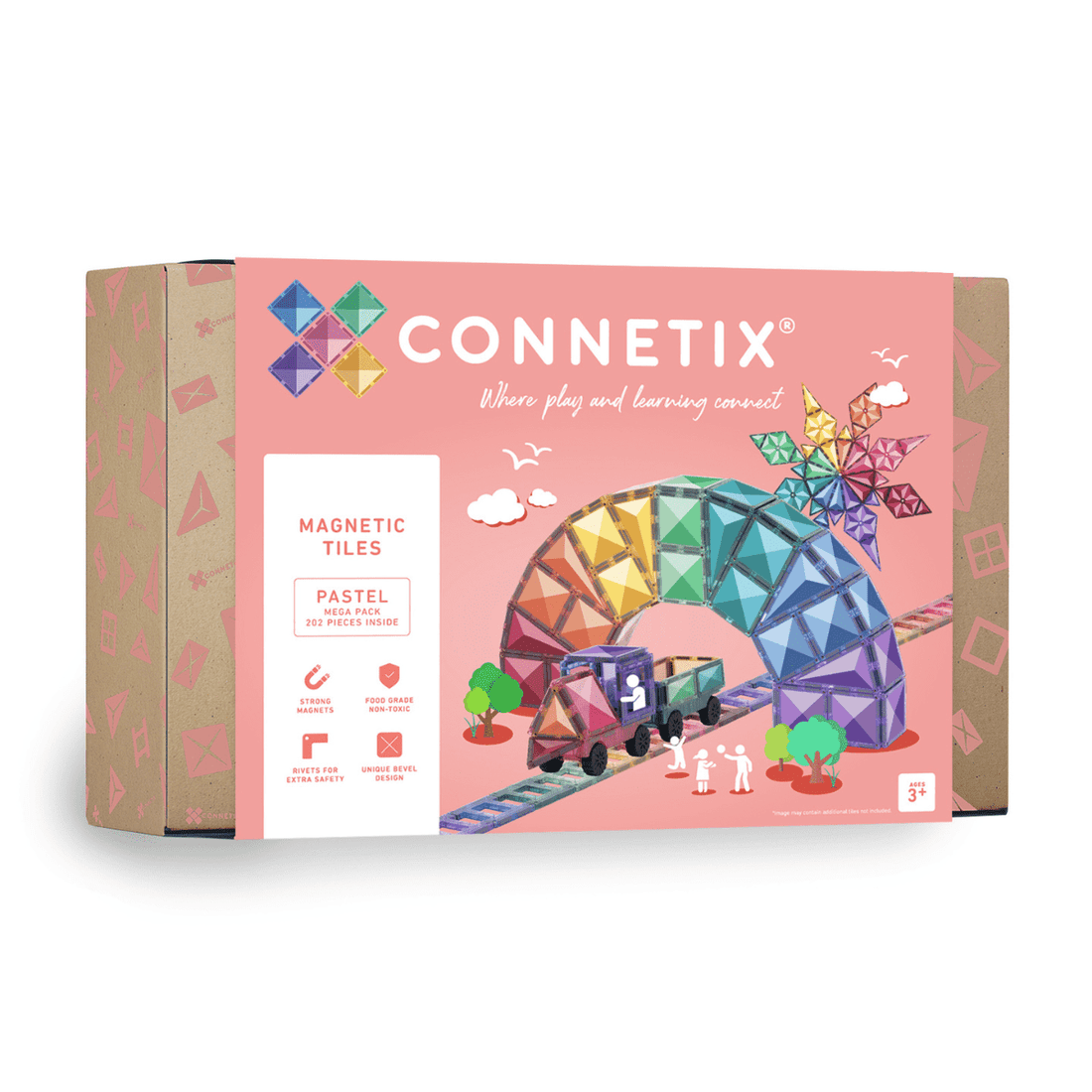 Connetix Bloques magnéticos - Pastel - Mega pack 202 piezas