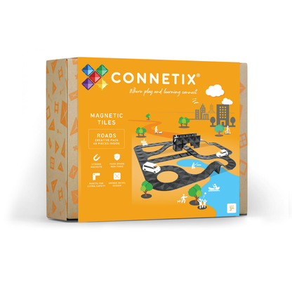 Connetix Bloques magnéticos - Pack carretera - 48 piezas (EXTENSIÓN)