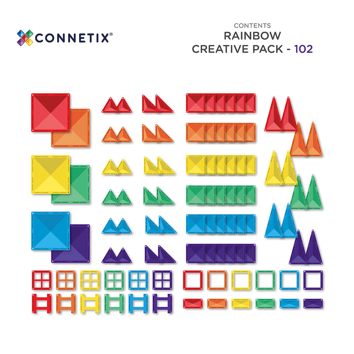 Connetix Bloques magnéticos - Rainbow - 102 piezas