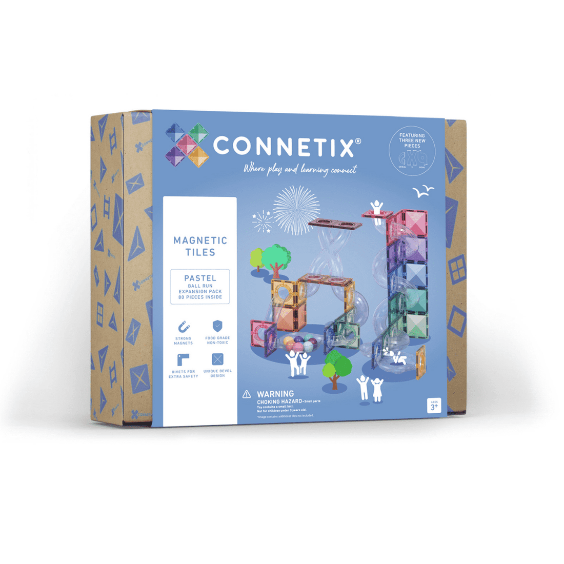 Connetix Bloques magnéticos - Pastel - Circuito bolas - 80 piezas (EXTENSIÓN)