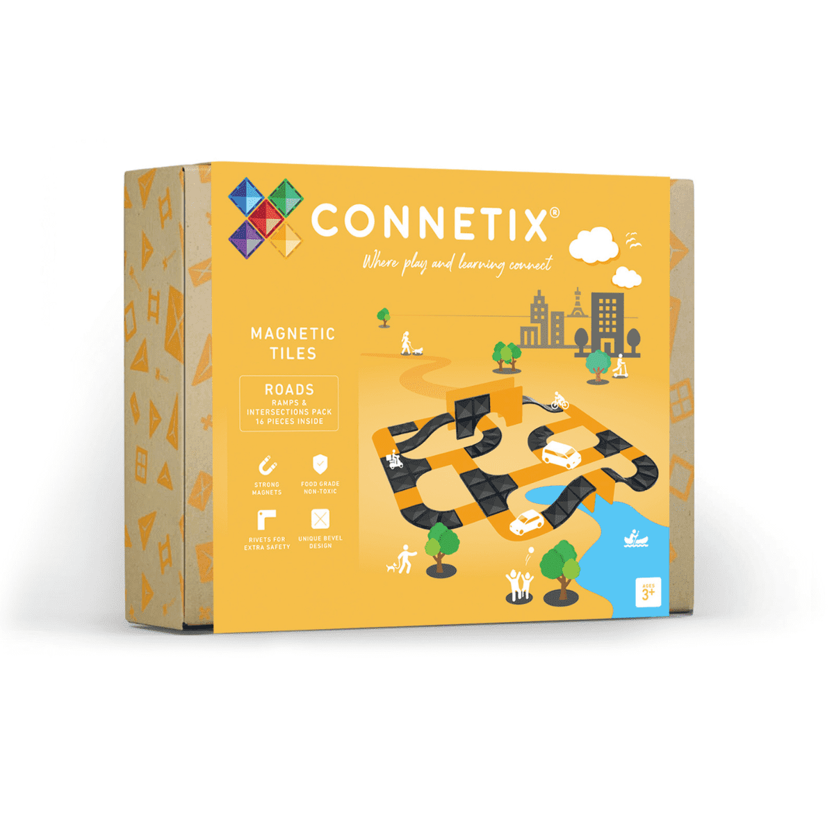 Connetix Bloques magnéticos - Rampas e Intersecciones - 16 pcs (EXTENSIÓN)