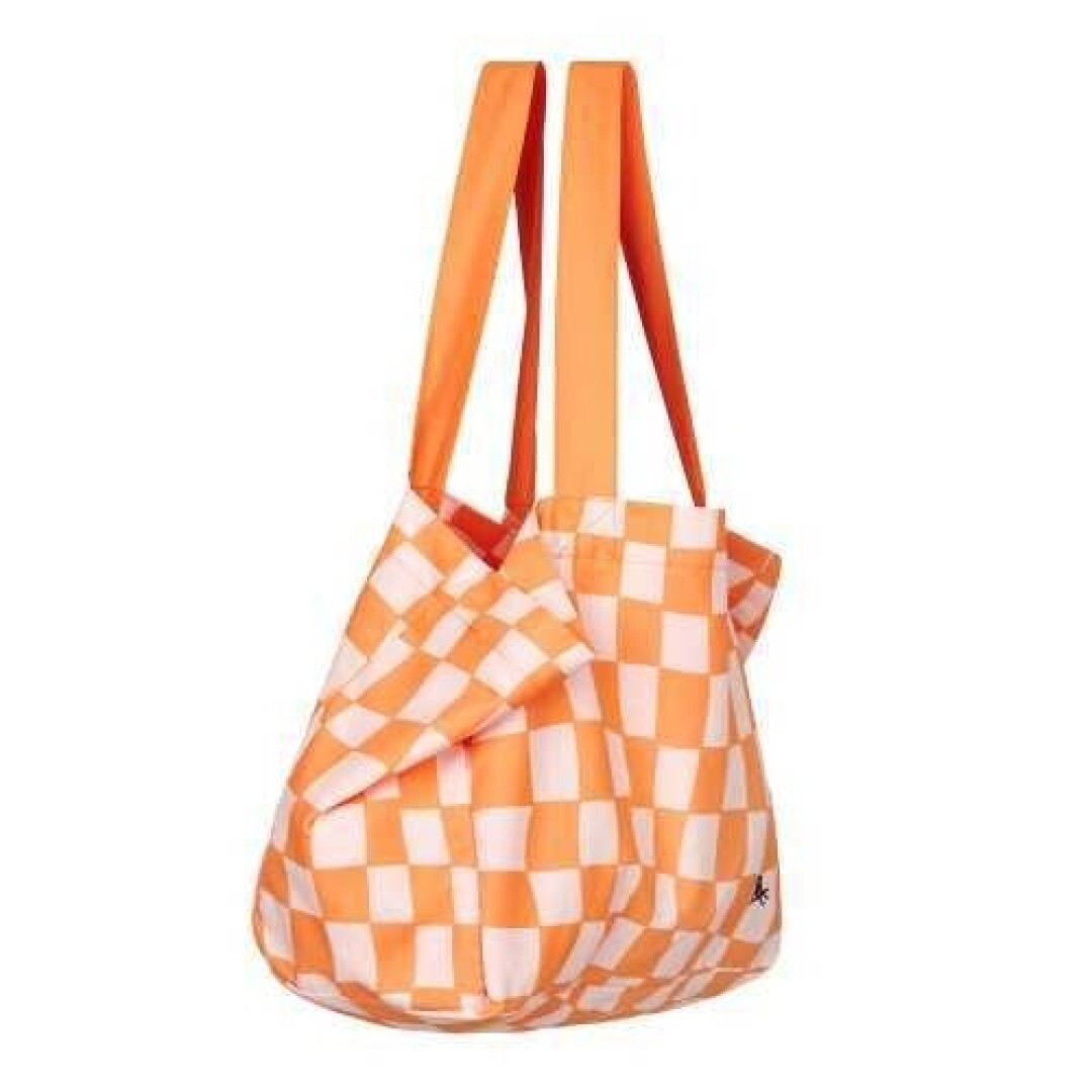 Bolsa de playa - Cuadros Naranjas y Rosas