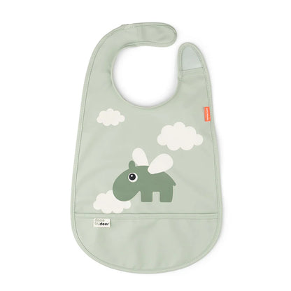 Babero con velcro y bolsillo - Hipopótamo verde