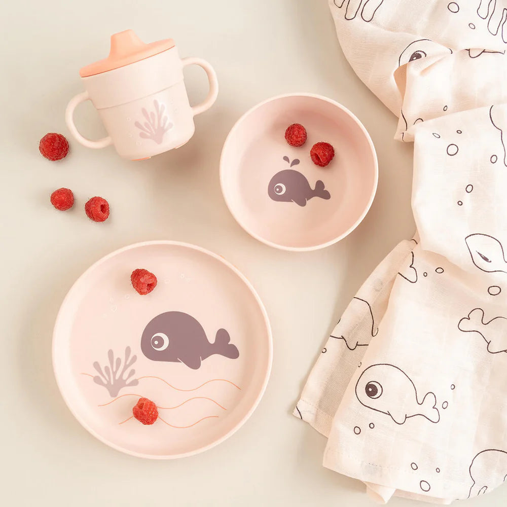 Juego silicona para cenas (set de 3 piezas) - Ballena rosa