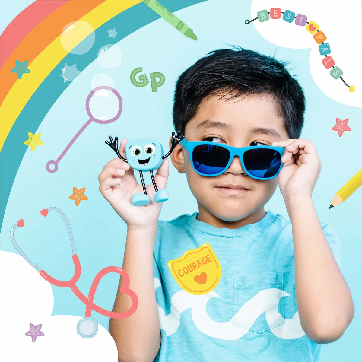 Glo Pals – Luces Sensoriales para el Baño - Set con personaje y 2 cubos