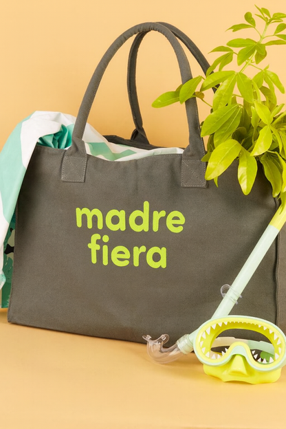 Bolsa de playa - MADREFIERA - Gris y flúor