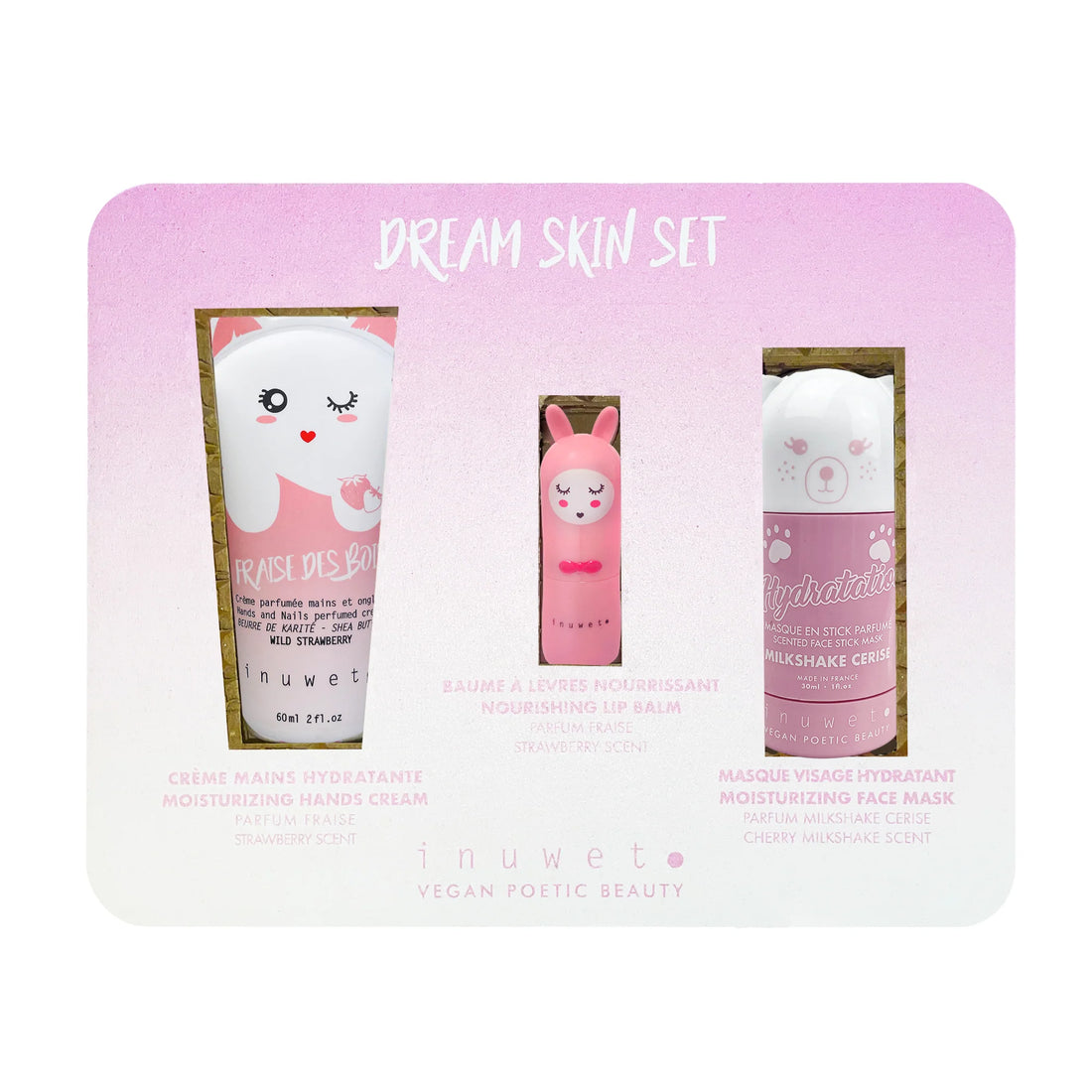 Caja Dream Rosa - Mascarilla Facial + stick+ crema de manos+Balsamo labial