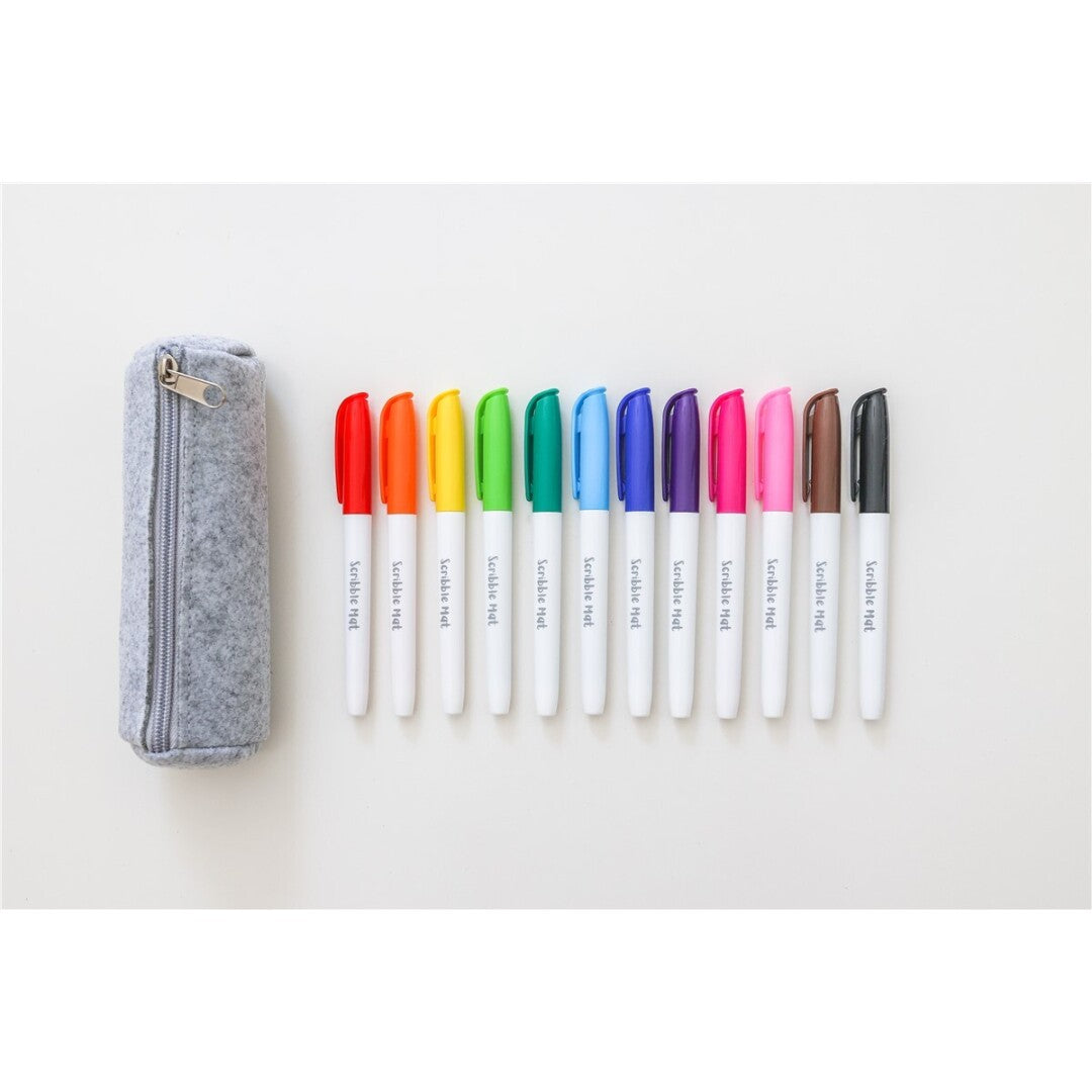 Estuche con 12 rotuladores - Scribble Mat