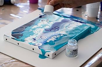 Kit de Pouring - Set de 4 colores acrílicos + 2 lienzos