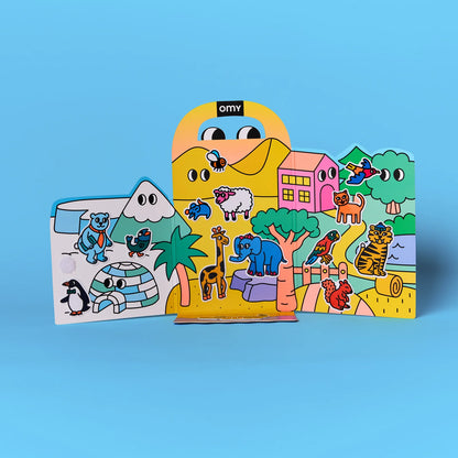 Kit Montessori de Pegatinas reutilizables - Animales