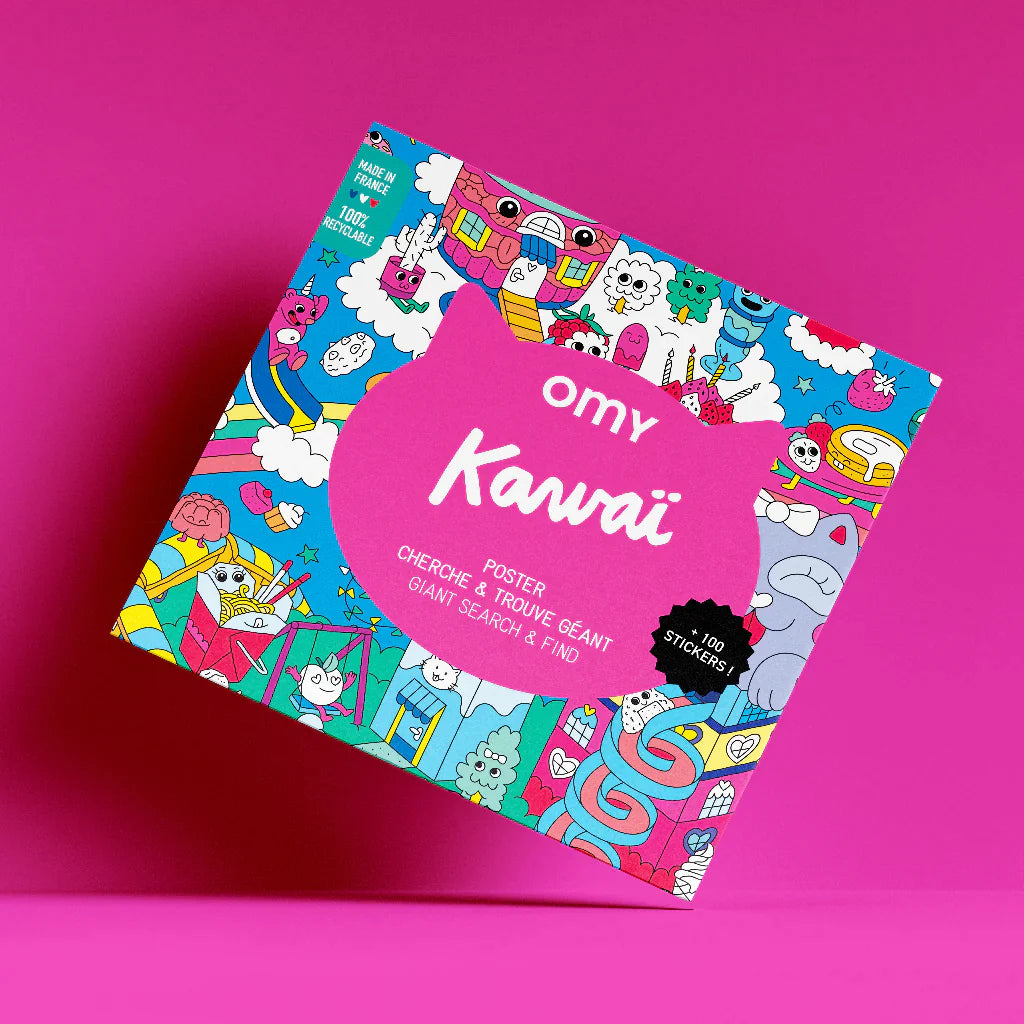 Poster XL para colorear + Pegatinas - Kawaii