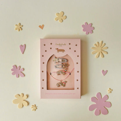 Set Joyería y Horquillas - Perro Salchicha y Estrella purpurina