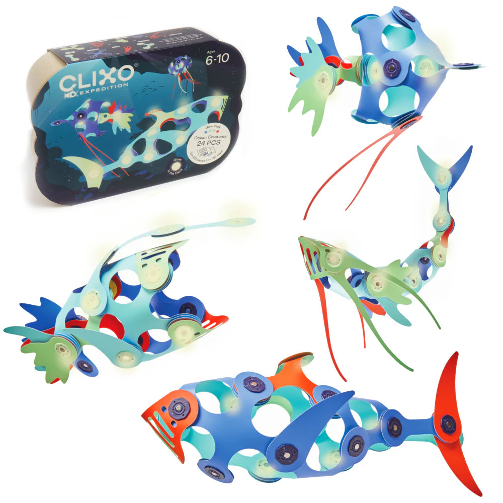 Clixo - Ocean Creatures Pack (24 pcs) - 🔥Brillan en la oscuridad🔥