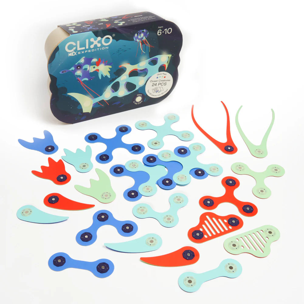 Clixo - Ocean Creatures Pack (24 pcs) - 🔥Brillan en la oscuridad🔥