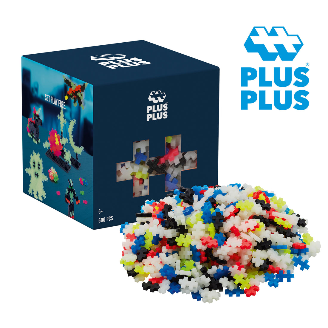 Plus Plus - Mini - Cubo - Brilla en la oscuridad (600 piezas)