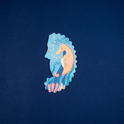 Puzzle con bolsa de tela - Animales del Mar (blue)