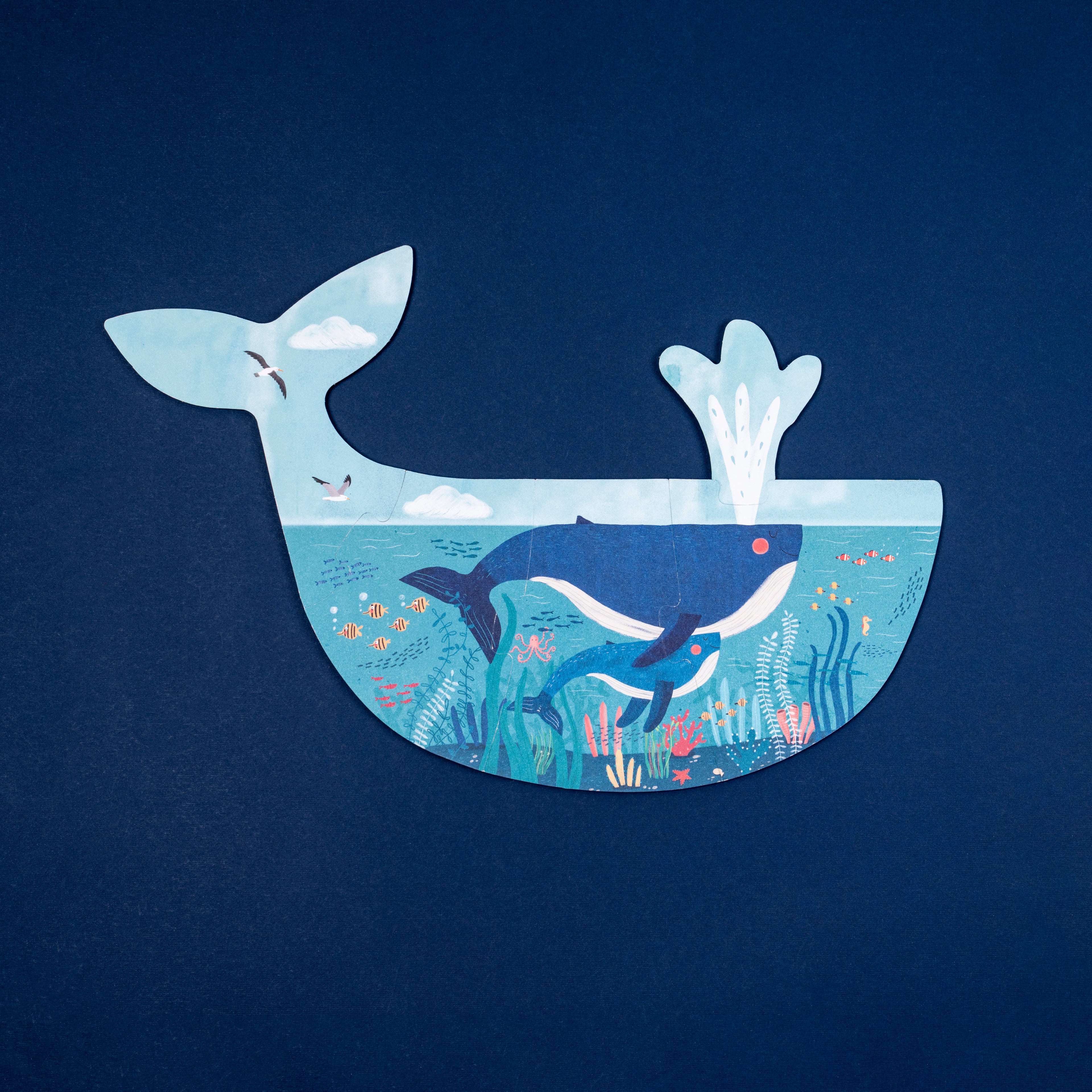 Puzzle con bolsa de tela - Animales del Mar (blue)