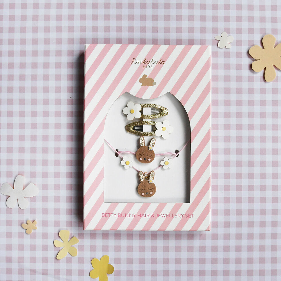 Joyería y Horquillas (Set de 2 uds) - Conejo y flores