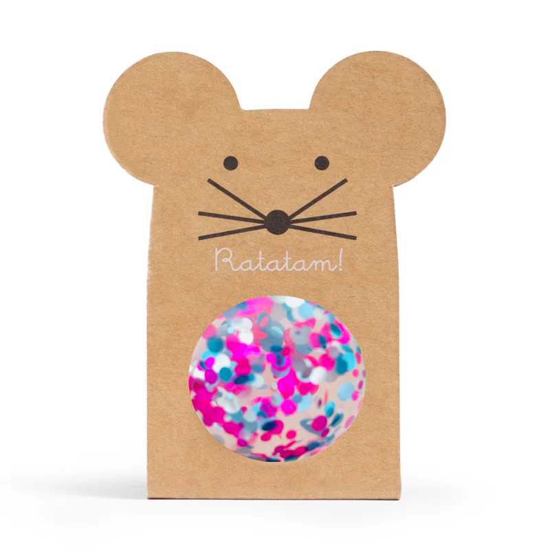 Pelota saltarina (43 mm) - Confeti Rosa y Azul
