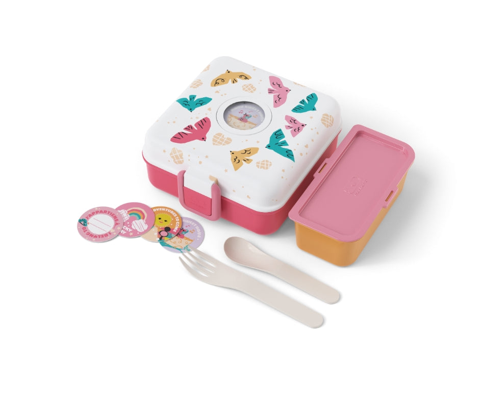 Caja almuerzo Rosa - Pájaros (3 tamaños)