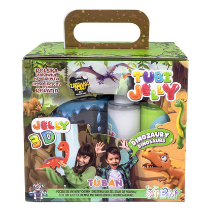 Set de gelatina en tubo + acuario - Dinos (6 colores)