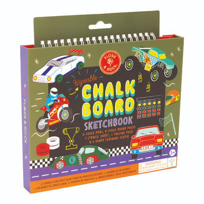 Cuaderno pizarra y rotuladores de tiza - Coches