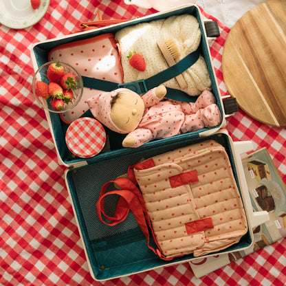 Pañalera convertible a mochila (de muñecas) - Fresas