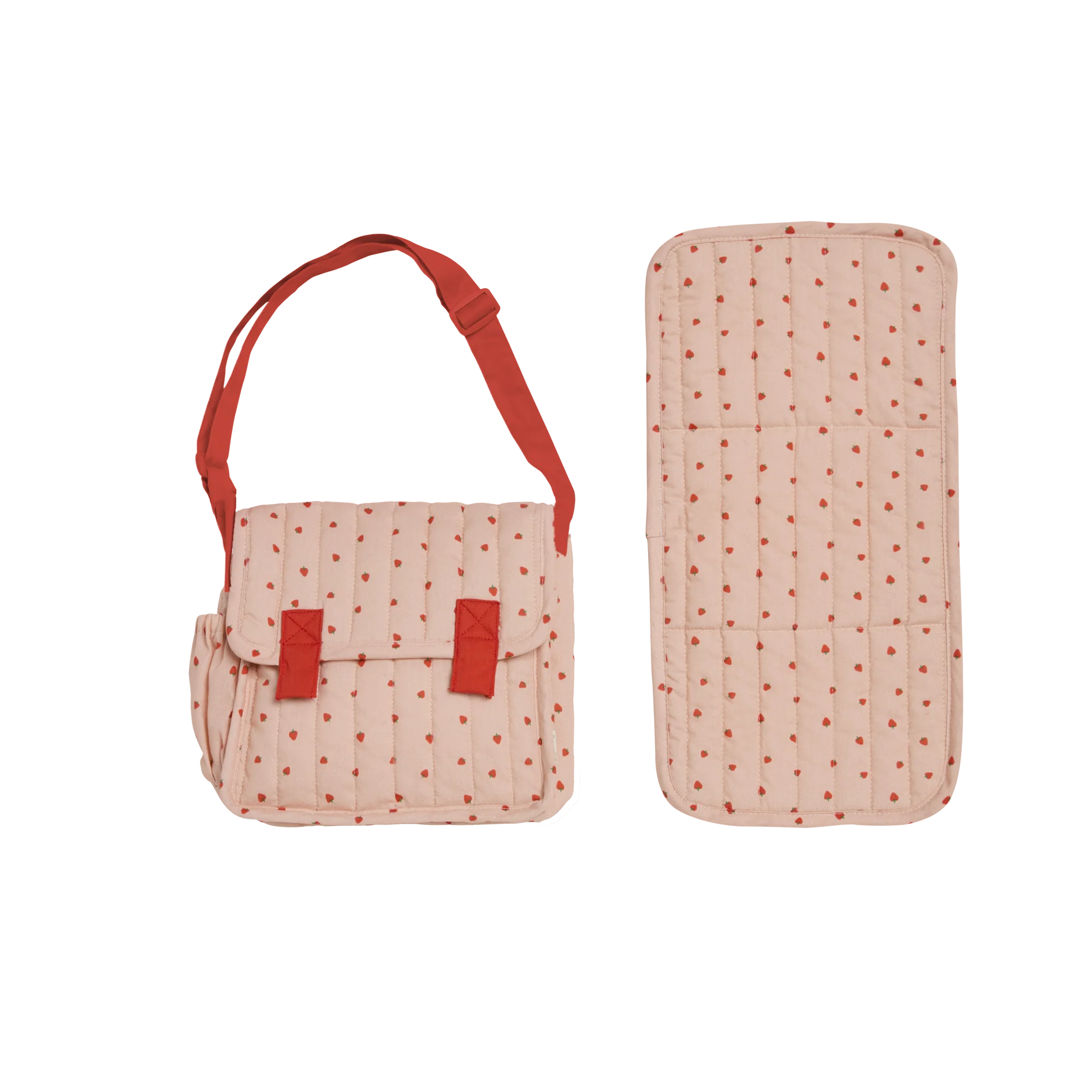 Pañalera convertible a mochila (de muñecas) - Fresas